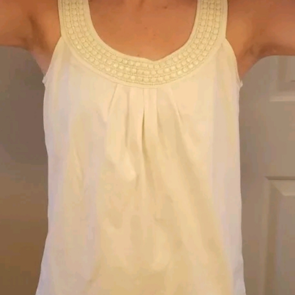 Talbots Women's Small Ivory Cream Beaded Business Casual Tank